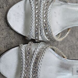 Caparros Silver Crystal Embellished Heels